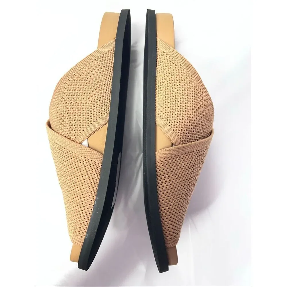 Everlane THE REKNIT FORM CROSSOVER SANDAL in Caramel Beige Neutral Size 9 NWB
